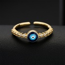 fashion dripping oil devils eye open ring copperplated 18K gold microset zircon ringpicture1