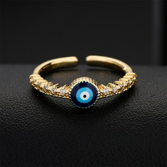fashion dripping oil devil's eye open ring copper-plated 18K gold micro-set zircon ring
