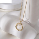retro 14k gold pearl ring necklace leaf titanium steel collarbone chainpicture7