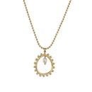 retro 14k gold pearl ring necklace leaf titanium steel collarbone chainpicture3