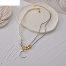 Retro Stitching twocolor pearl necklace alloy clavicle chainpicture4