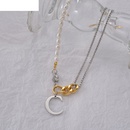 Retro Stitching twocolor pearl necklace alloy clavicle chainpicture6