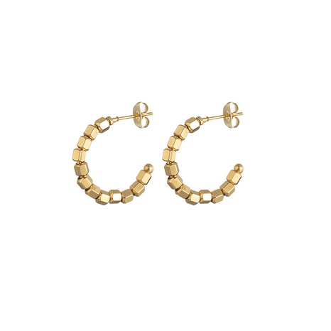 new 14K gold C-shaped earrings women's copper bead earrings's discount tags