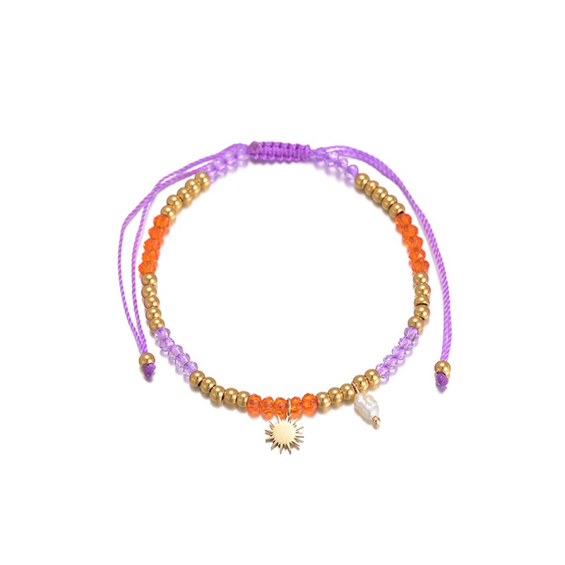 simple colorful bead braided stainless steel eightpointed star pendant bracelet