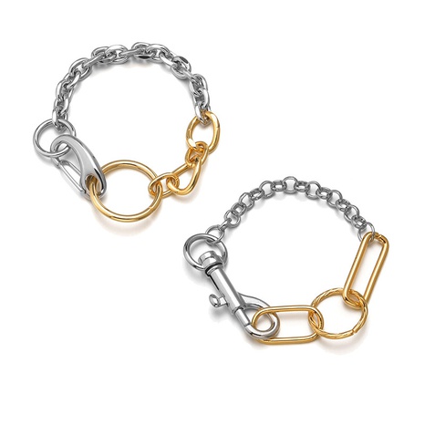 nouveau bracelet en alliage géométrique bicolore pour hommes et femmes's discount tags