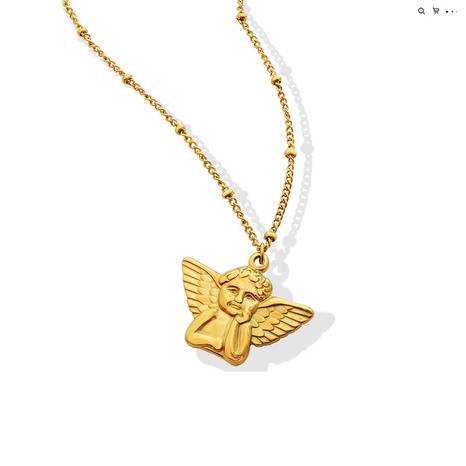 fashion angel pendant necklace retro titanium steel 18k gold clavicle chain's discount tags