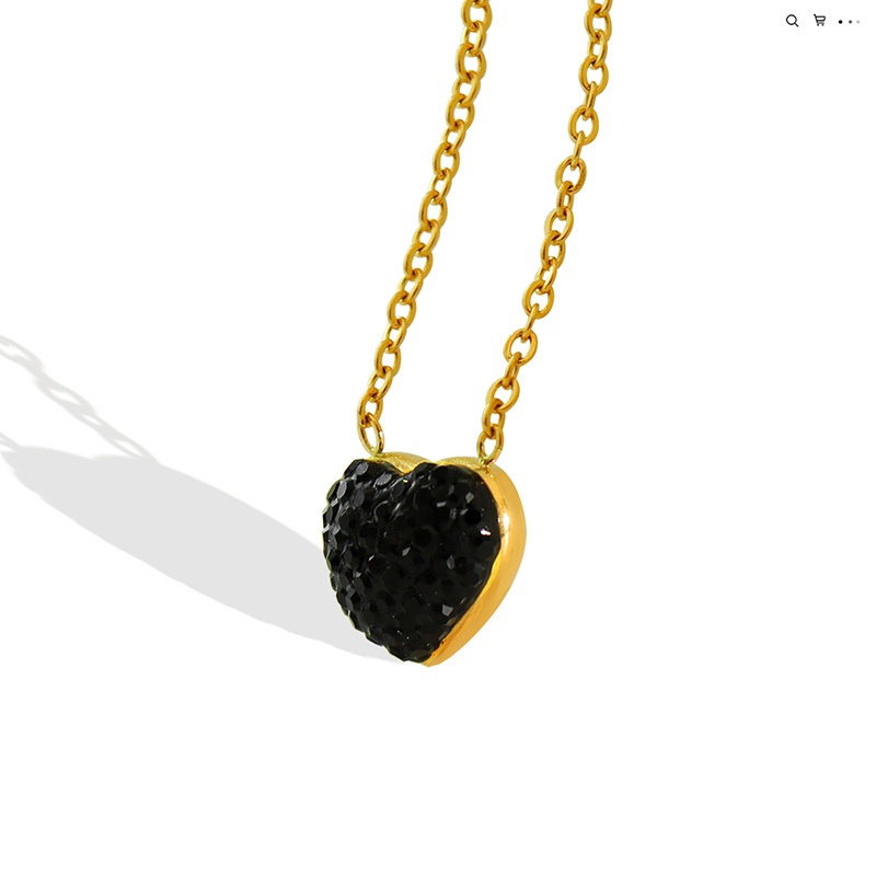 simple heartshaped black diamond pendant necklace fashion titanium steel goldplated clavicle chain