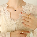 simple heartshaped black diamond pendant necklace fashion titanium steel goldplated clavicle chainpicture7