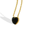 simple heartshaped black diamond pendant necklace fashion titanium steel goldplated clavicle chainpicture8