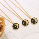 fashion star moon round pendant necklace titanium steel 18k gold clavicle chainpicture6
