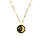 fashion star moon round pendant necklace titanium steel 18k gold clavicle chainpicture9