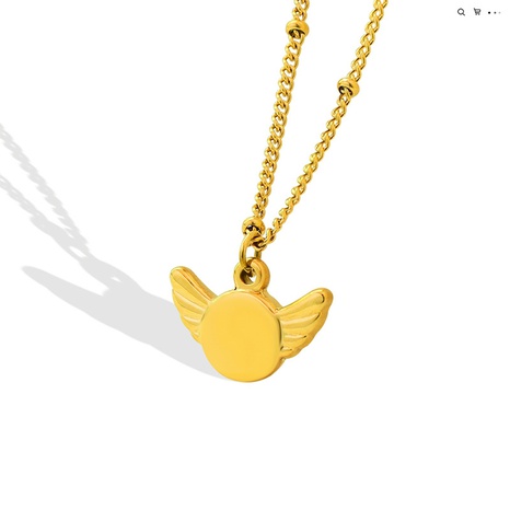 fashion wing round pendant necklace geometric titanium steel gold-plated clavicle chain's discount tags