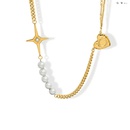 retro necklace star zircon imitation pearl titanium steel plated 18K gold necklacepicture5
