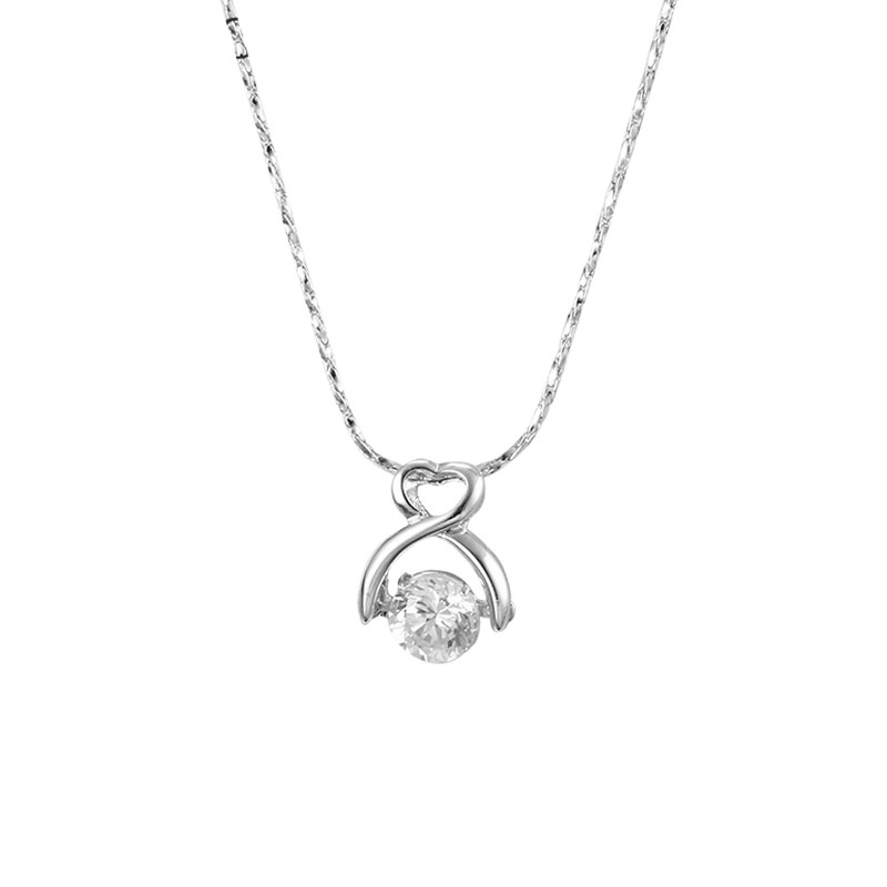 fashion heartshaped necklace inlaid diamond alloy collarbone chain