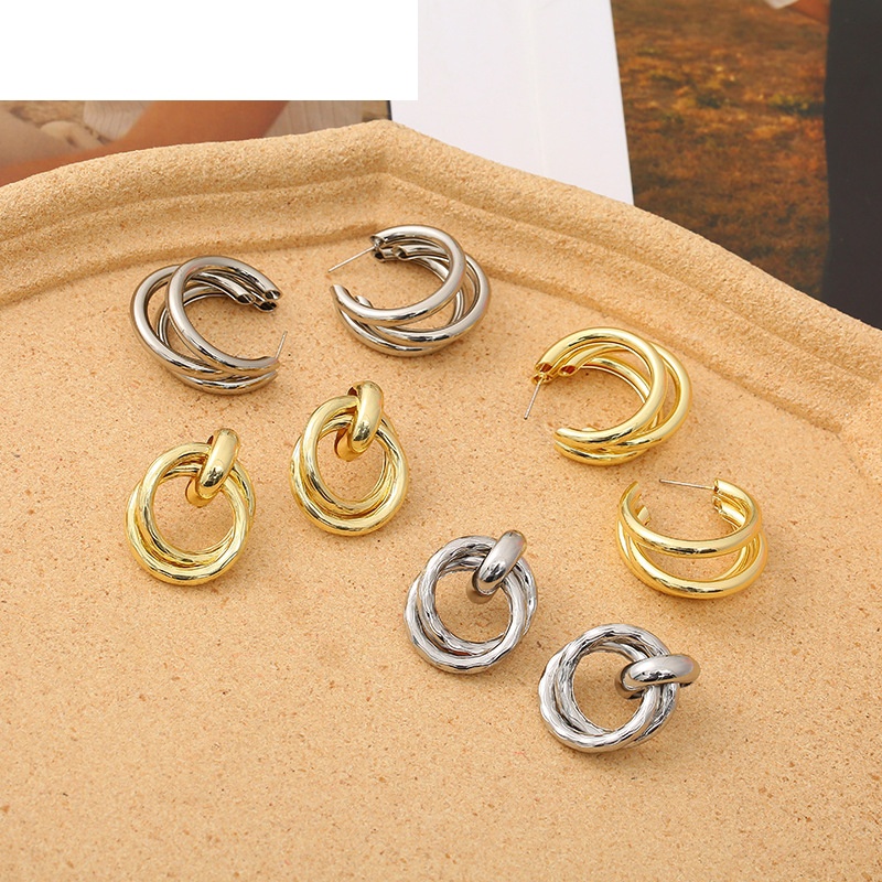 simple plain Cshaped geometric trendy stud earrings wholesale