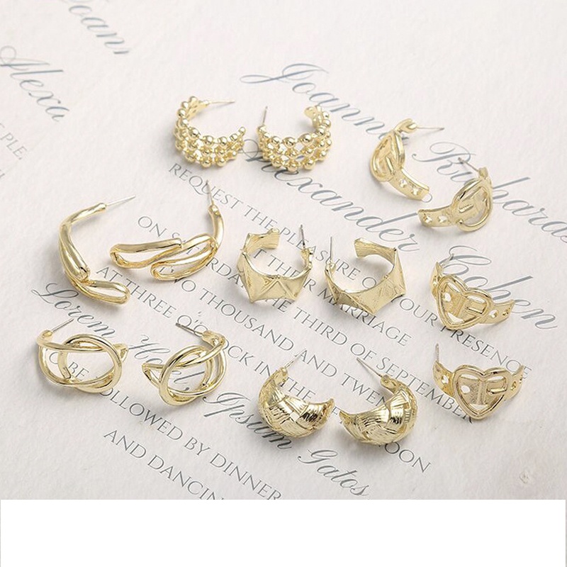 fashion simple Cshaped irregular hollow geometric stud earrings wholesale