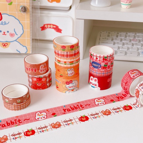 Cartoon sticker set cute stationery material bear rabbit paper tape's discount tags