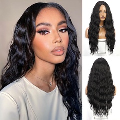 women's wigs mid-section long curly water ripple chemical fiber wigs