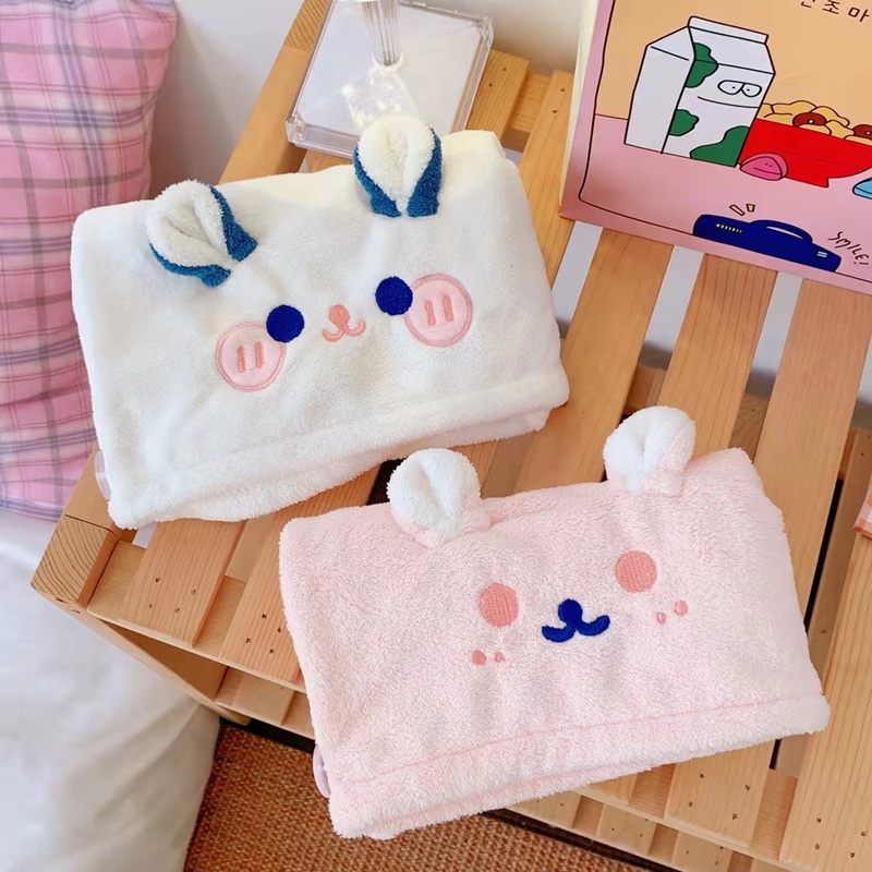 cartoon absorbent cute plush hair drying cap quickdrying thickening coral fleece shower cap