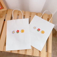 Cute color small flowers double-sided printing white simple tote shopping gift bag