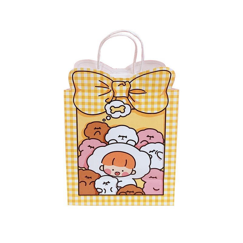 Cute simple cartoon cute bear paper portable shopping packaging bag