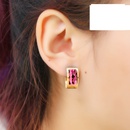 fashion inlaid geometric glass titanium steel round earrings wholesalepicture4