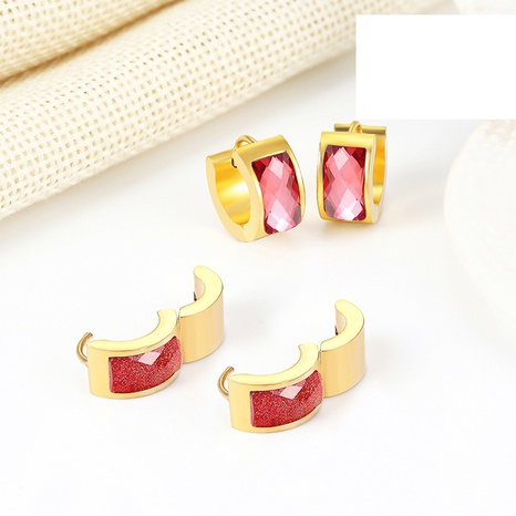 Simple Contrast Color Titanium Steel Earrings Wholesale NHCHF656266's discount tags