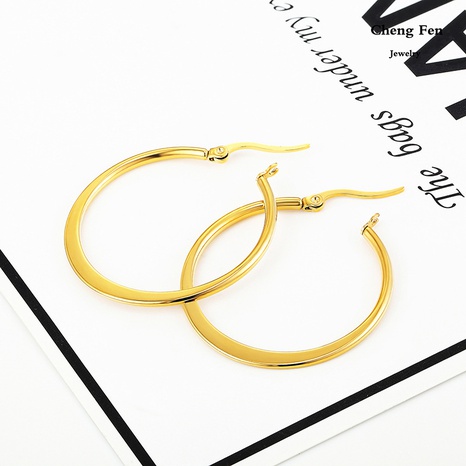 simple geometric circle plain stainless steel hoop earrings wholesale NHCHF656269's discount tags
