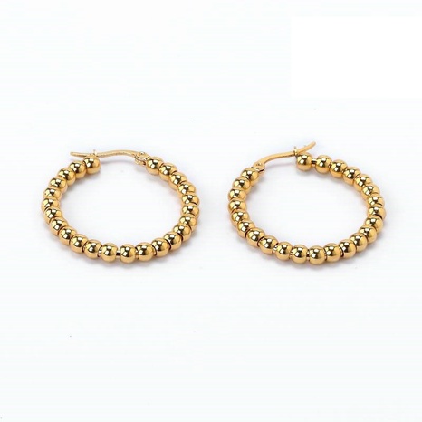 fashion vintage solid color beads stainless steel geometric earrings wholesale NHCHF656271's discount tags