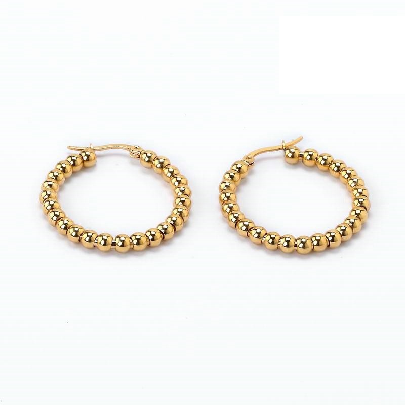 fashion vintage solid color beads stainless steel geometric earrings wholesale