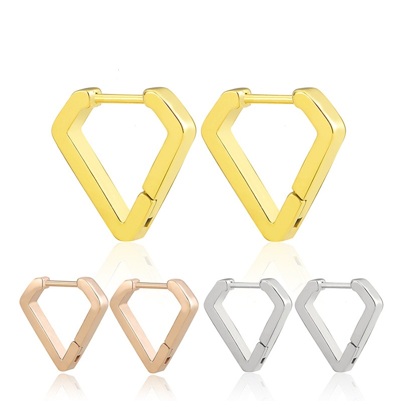 simple geometric plain stainless steel earrings wholesale