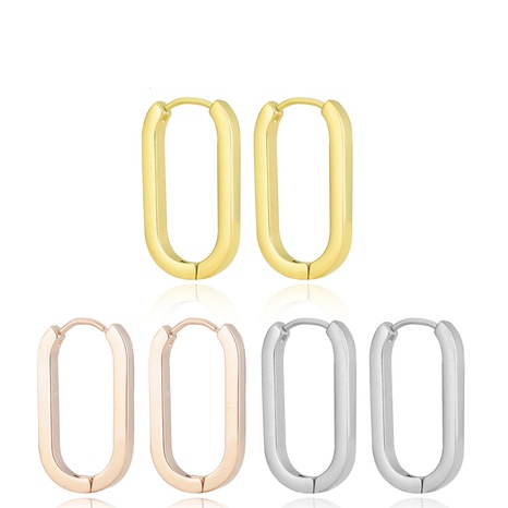 simple oval shaped stainless steel hoop earrings wholesale NHCHF656299's discount tags