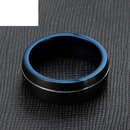 retro simple blue and black twocolor mens stainless steel ringpicture6