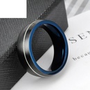 retro simple blue and black twocolor mens stainless steel ringpicture7
