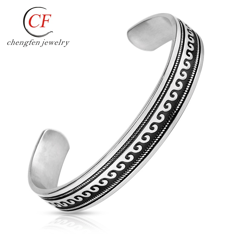 fashion stainless steel open bracelet exquisite Cshaped pattern bracelet