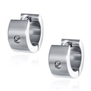 simple solid color plain stainless steel inlaid zircon hoop earrings wholesalepicture7