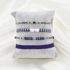 bohemian style blue tila beads hand-beaded stacking set small bracelet
