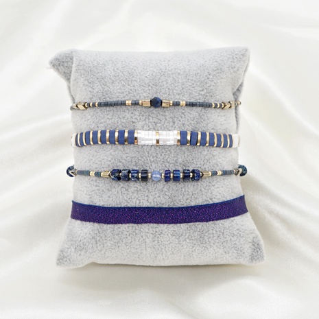 perles de tila bleu de style bohème ensemble d'empilage de perles à la main petit bracelet's discount tags