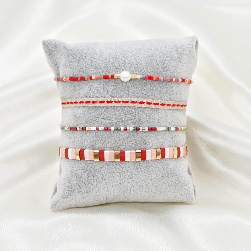 new bohemian style red series tila beads handbeaded small bracelet