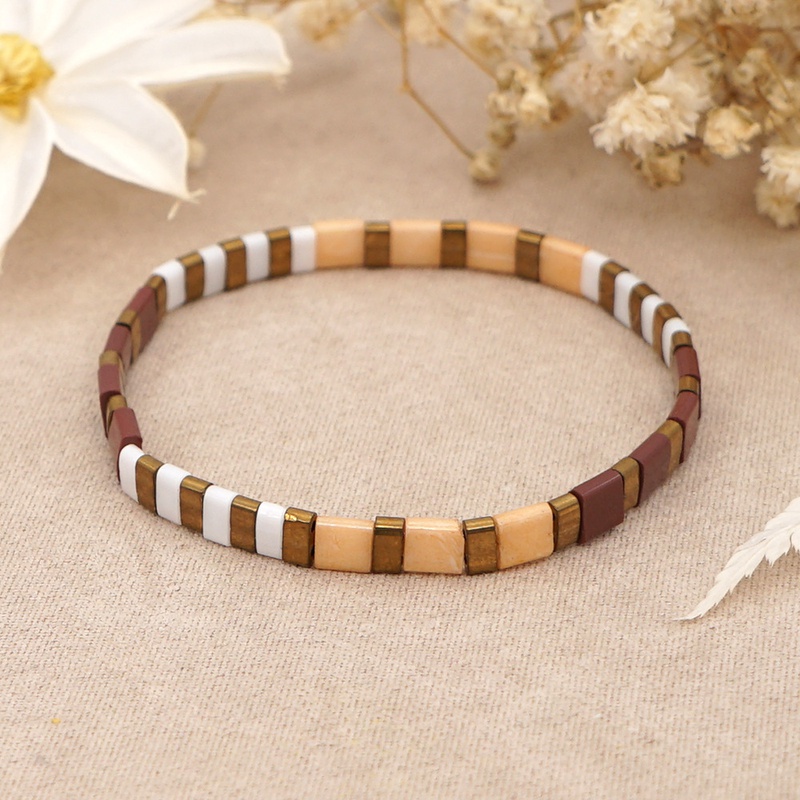 Nouveau petit bracelet empilable en perles de verre imitation tila perl  la main