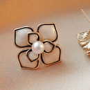 vintage dripping oil pearl contrast color flower stud earrings wholesalepicture8
