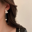 vintage geometric inlaid rhinestone pearl flower long tassel earrings wholesalepicture8