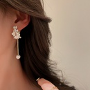 vintage geometric inlaid rhinestone pearl flower long tassel earrings wholesalepicture9