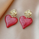 retro drop oil flower heart contrast color earrings wholesalepicture7