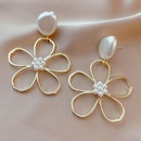 simple inlaid pearl hollow flower drop earrings wholesalepicture6
