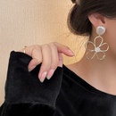 simple inlaid pearl hollow flower drop earrings wholesalepicture8