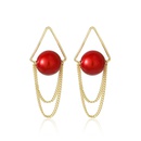 creative triangle pearl tassel fashion red earrings wholesalepicture4