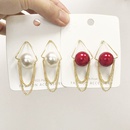 creative triangle pearl tassel fashion red earrings wholesalepicture5