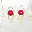 creative triangle pearl tassel fashion red earrings wholesalepicture7
