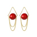creative triangle pearl tassel fashion red earrings wholesalepicture8